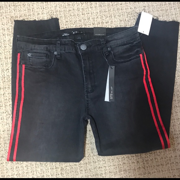 NWT Blue Stella Stripe Crop Skinny Jeans by STS - Picture 6 of 8